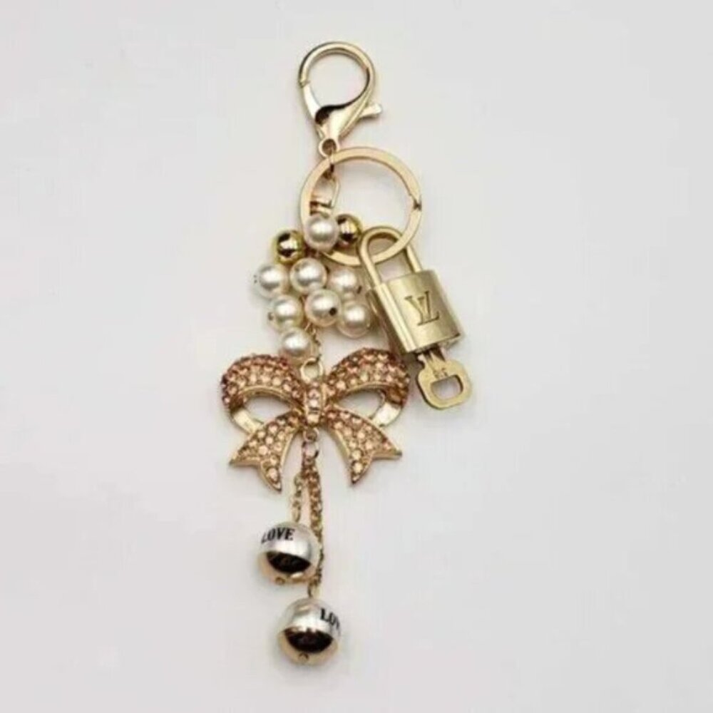 Louis Vuitton Authentic Gold Lock & Key 🔑 Bag Charm + Unbranded Keychain